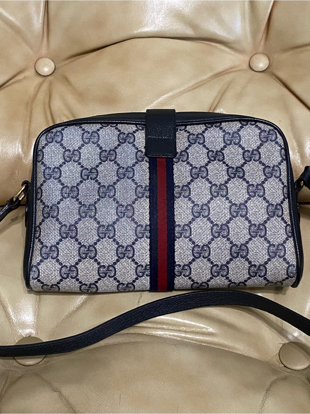 Gucci Vintage Crossbody Small Bag GG Web Stripe Authentic - Picture 2 of 16